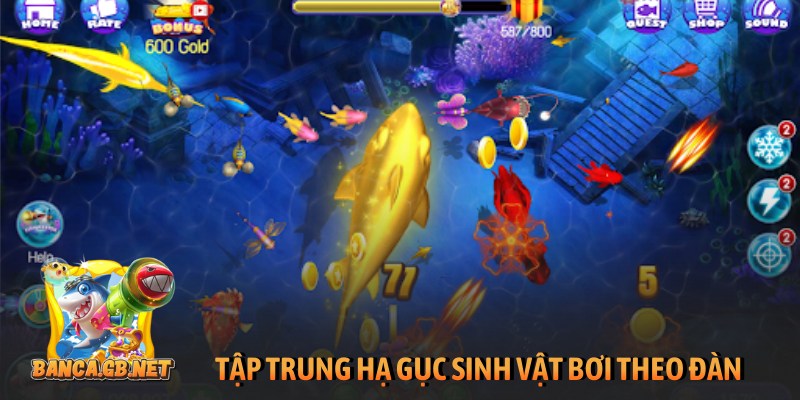 Tập trung hạ gục sinh vật bơi theo đàn